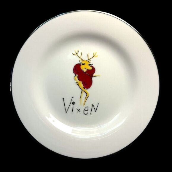 Pottery Barn Holiday Christmas Reindeer Salad Plate 8.5” Vixen Replacement - Picture 1 of 5